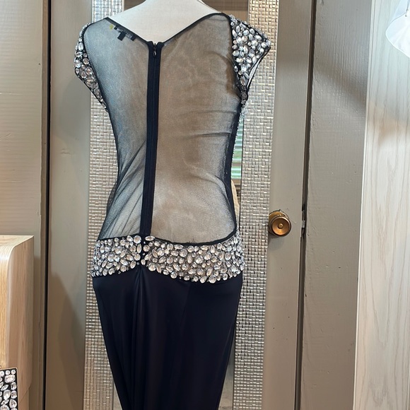 CQ by CQ Black Drop-waist   Netted & Stoned Evening  Dress size  back Zipper M - Picture 7 of 15
